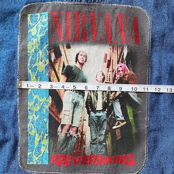 Vintage Uycycled Crossroads Denim Jacket W/ Custom Nirvana Embroidered Patch - Picture 15 of 16